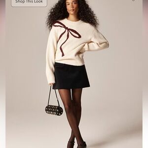 J. Crew Relaxed Crewneck Pullover Sweater with Burgundy Bow Print size S